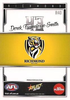 2018 Select AFL Club Team Sets - Richmond Tigers #R40 Derek Eggmolesse-Smith Back